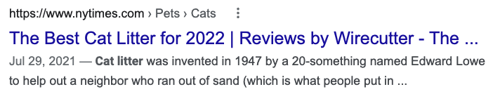 Organic search results