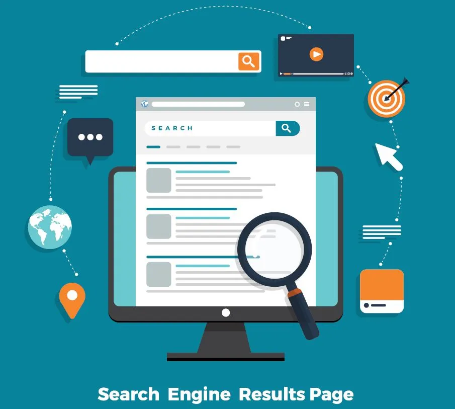 Search engine results page with highlighted organic listings